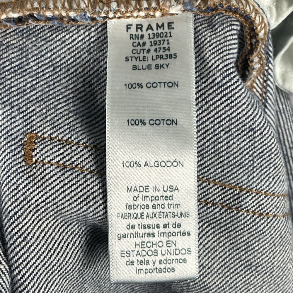 Frame Le Piper Jeans Womens 26 Blue Sky Cropped Mid Rise Rigid Cotton Distressed - Picture 15 of 16